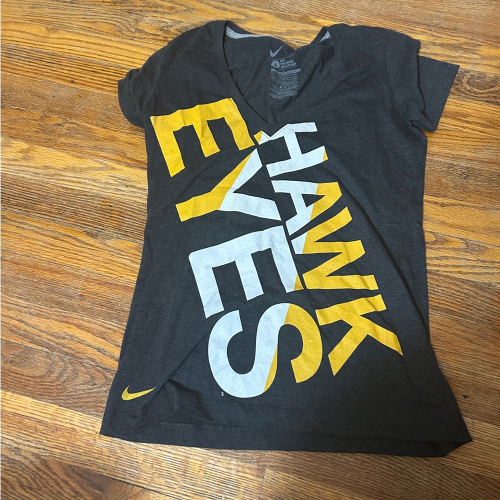 Nike Women's Charcoal Tee with Yellow and White Graphic